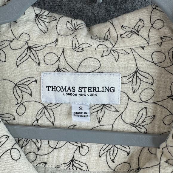 Thomas Sterling Men's Cotton Short Sleeve Button Up Shirt Size Small Beige - Picture 3 of 8